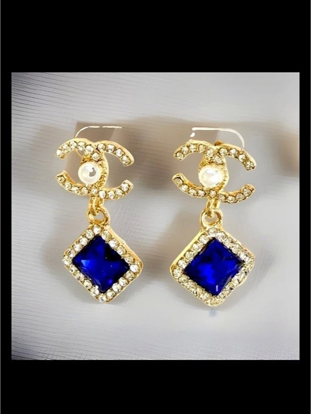 Blue & Gold Drop Earrings